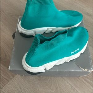 Balenciaga Unisex kids sock sneakers color green size 31-32 European  12-13 US
